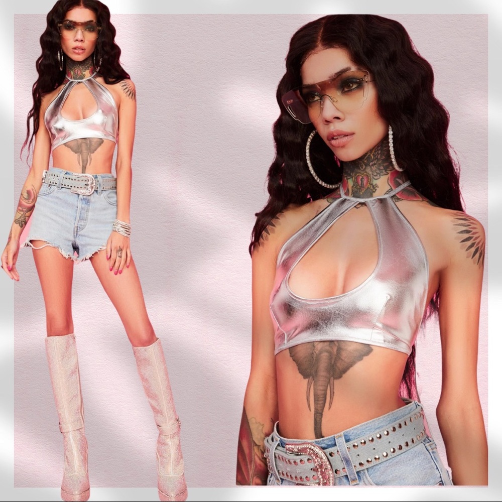 CHROME CROSSROADS CUTIE CROP TOP NWT BACKLESS - Picture 4 of 8